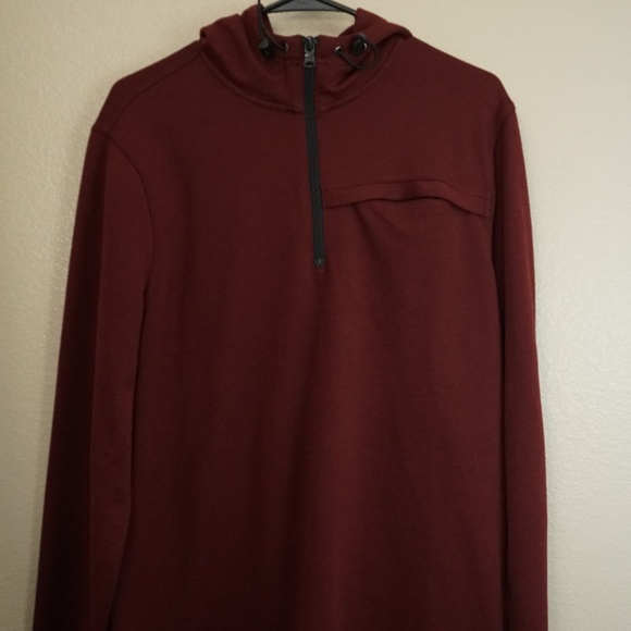 Banana Republic Maroon Hoodie Mens M Half Zip NWOT - Picture 5 of 8